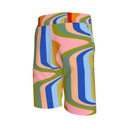 Kid's Knit Shorts in Fun Retro in Organic Cotton Pique