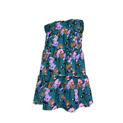 Kid's Ruffle Dress in Dini's Teal Floral