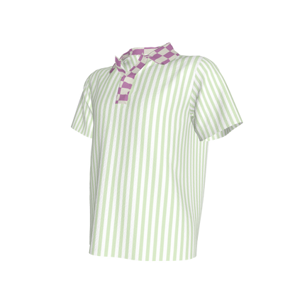 Lime Green Striped Polo