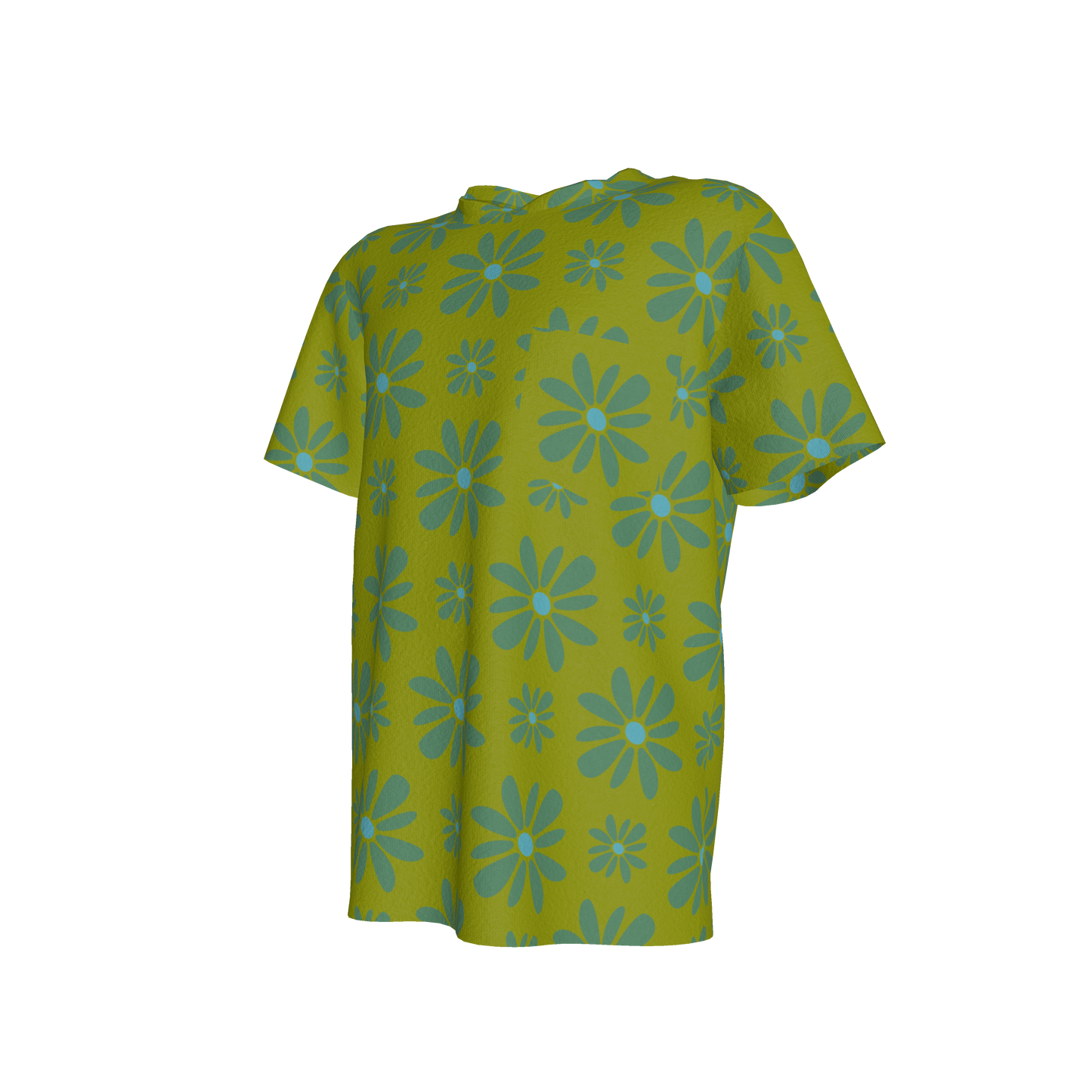 Kid's Pocket T-Shirt in Flower Bloom Green in Cotton Spandex Lightweight Jersey