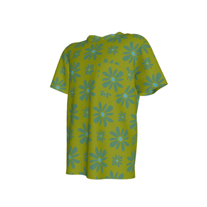 Kid's Pocket T-Shirt in Flower Bloom Green in Cotton Spandex Lightweight Jersey