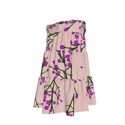 Floral Lilac Ruffle Dress with Lining