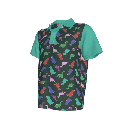 Teal Dino Party Polo