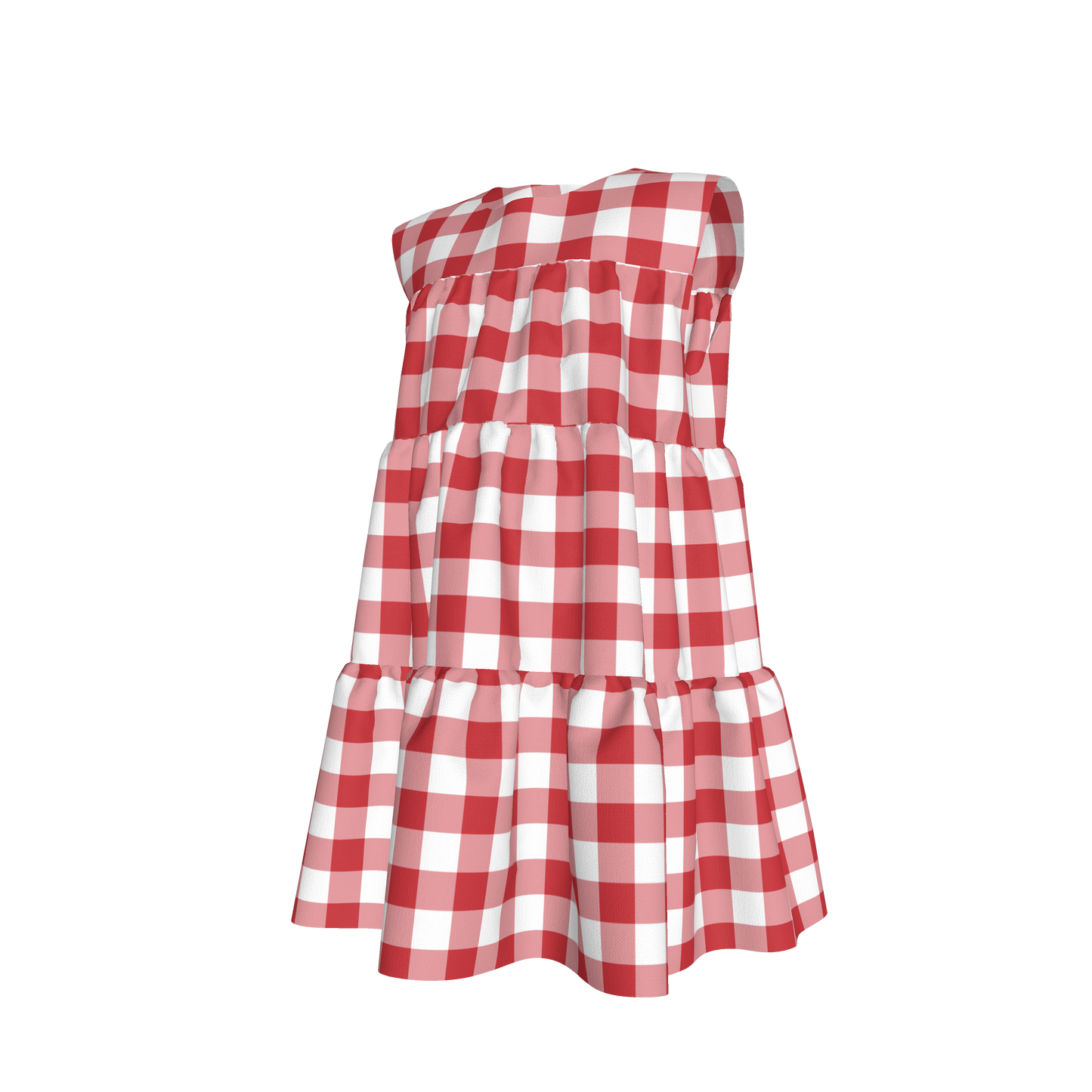 Ruffle Dress without Lining in Red Gingham