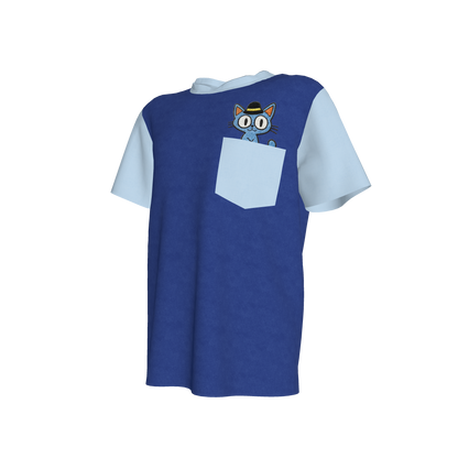 Blue Cat Pocket Pal Tee in Curious Blue