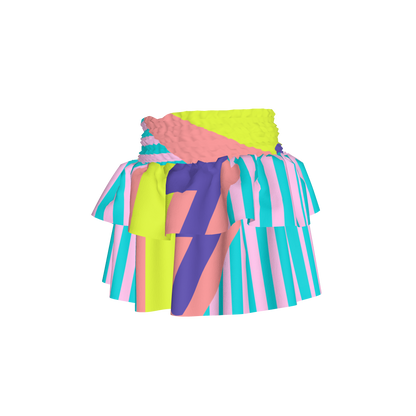 Color Splash Smocked Ruffle Skirt