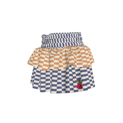 Blue & Yellow Gingham Ruffle Skirt