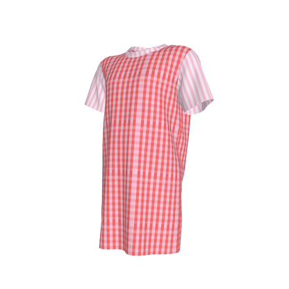 Pink Gingham Shirt Dress
