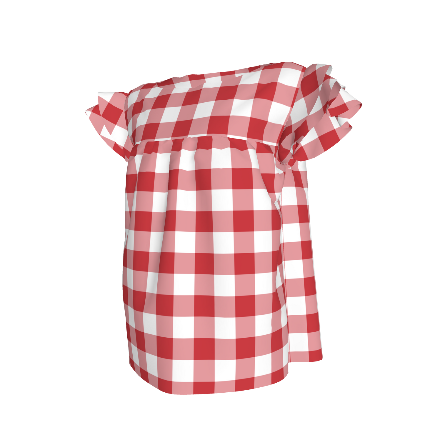 Ruffled Sleeve Top in Red Gingham