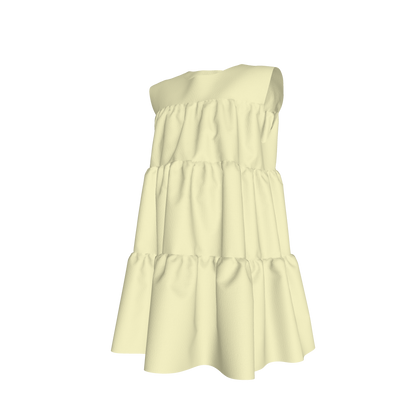 Ruffle Dress without Lining in Solid Pastel Yellow