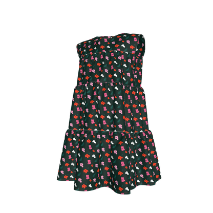 Kid's Ruffle Dress in Evergreen Painted Poppies