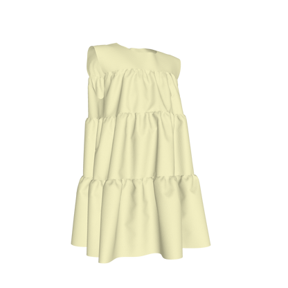 Ruffle Dress without Lining in Solid Pastel Yellow
