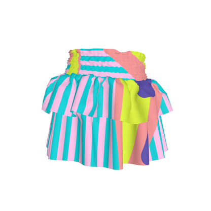 Color Splash Smocked Ruffle Skirt
