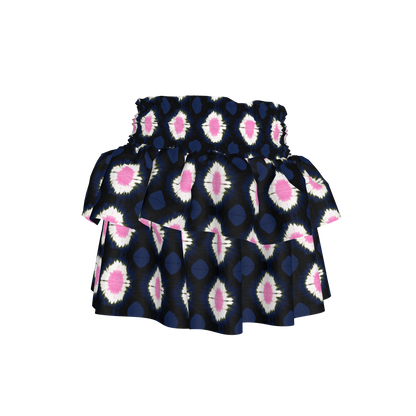 Kid's Smocked Ruffle Skirt in Ink Tie Dye