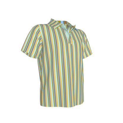 Kid's Polo in Stripes Light Blue & Orange in Organic Cotton Pique