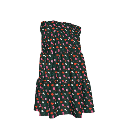 Kid's Ruffle Dress with Lining in Evergreen Painted Poppies