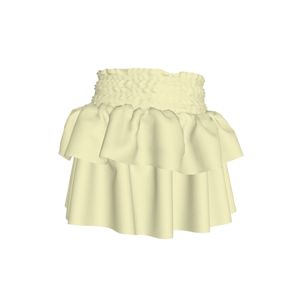 Smocked Ruffle Skirt in Solid Pastel Yellow