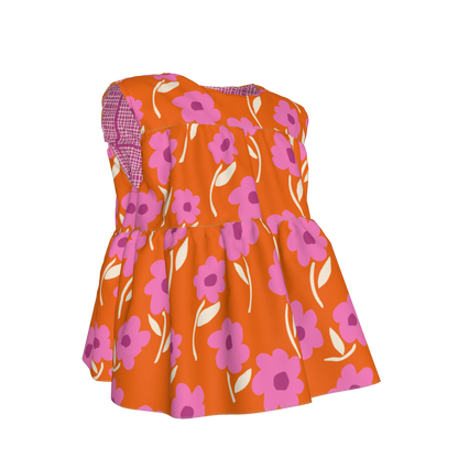 Orange Sleeveless Ruffle Top