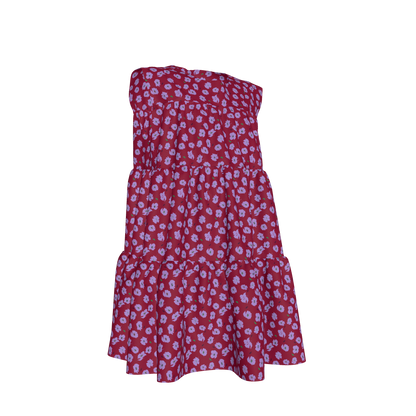 Kid's Ruffle Dress With Lining in Micro Purple Poppies