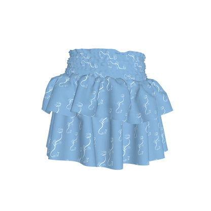 Kid's Smocked Skirt in Bloom Light Blue in Light Cotton Slub