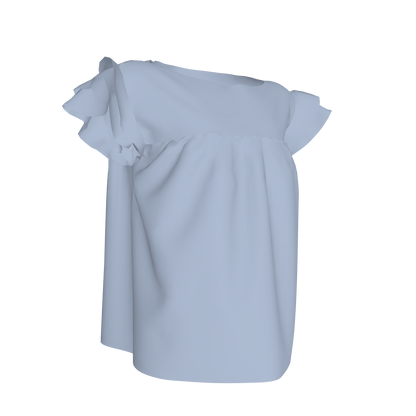 Ruffled Sleeve Top in Solid Pastel Blue