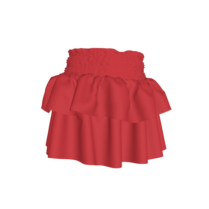 Smocked Ruffle Skirt in Solid Red