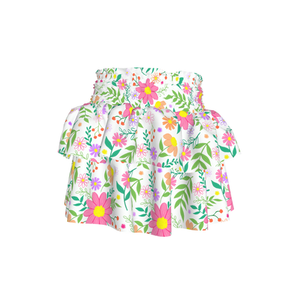 Bright Floral Ruffled Skirt