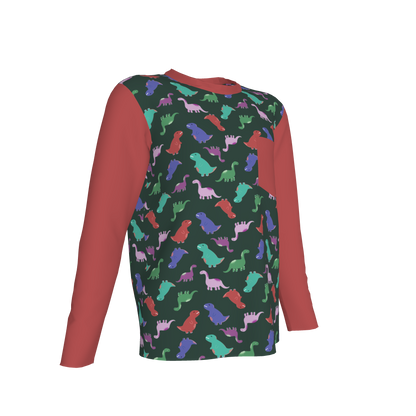 Red Dino Party Long Sleeve Pocket T-Shirt