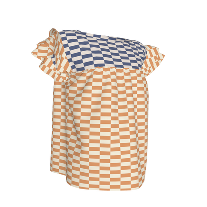 Yellow & Blue Gingham Mix Ruffled Sleeve Top