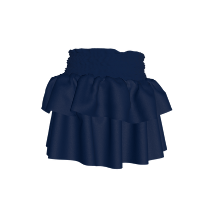 Smocked Ruffle Skirt in Solid Navy