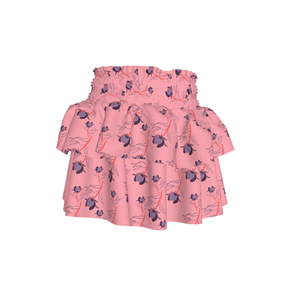Kid's Smocked Skirt in Sprinkle Flowers Pink in Light Cotton Slub
