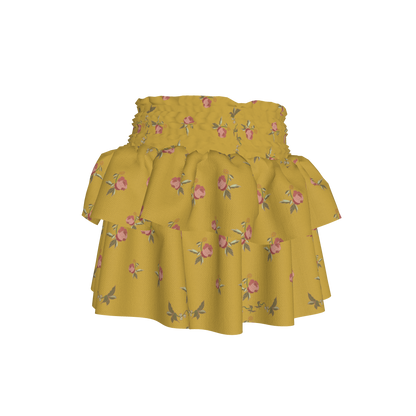 Kid's Smocked Skirt in Belle Bloom Yellow in Light Cotton Slub