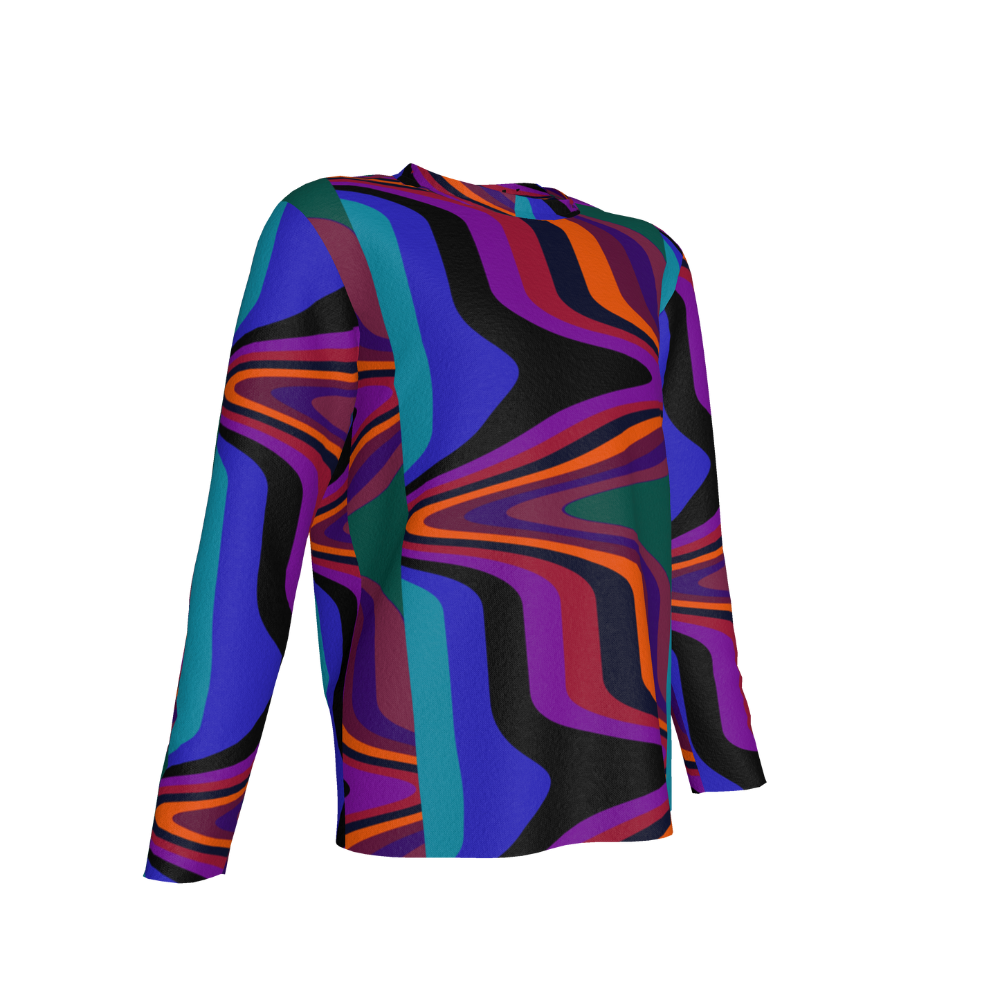 Kid's Long Sleeve T-Shirt in Fun Retro Purple in Cotton Spandex Lightweight Jersey