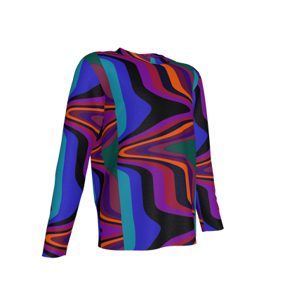 Kid's Long Sleeve T-Shirt in Fun Retro Purple in Cotton Spandex Lightweight Jersey