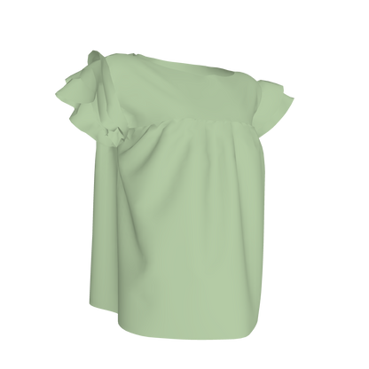 Ruffled Sleeve Top in Solid Pastel Green
