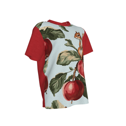 Apple Tree & Squirrel Tee in Red