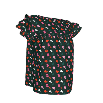 Kid's Ruffled Sleeve Top in Evergreen Painted Poppies