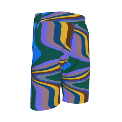 Kid's Knit Shorts in Fun Retro Blue in Organic Cotton Pique