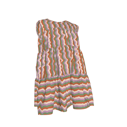 Kid's Ruffle Dress in Candy in Light Cotton Slub
