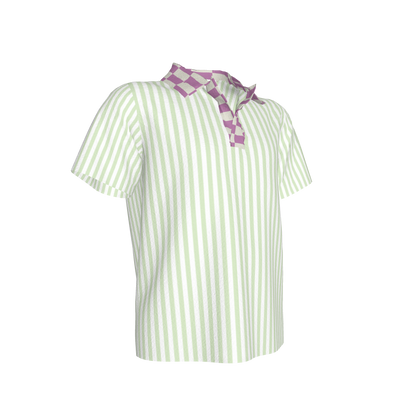 Lime Green Striped Polo