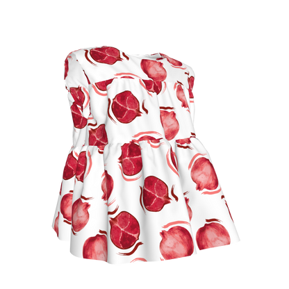 Kid's Sleeveless Ruffle Top in Spring Pomegranates