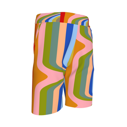 Kid's Knit Shorts in Fun Retro in Organic Cotton Pique