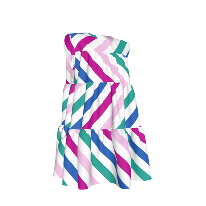 Spring Stripes Ruffle Dress With Lining