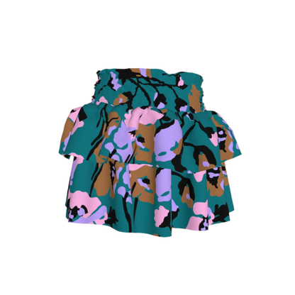 Kid's Smocked Ruffle Skirt in Dini's Teal Floral