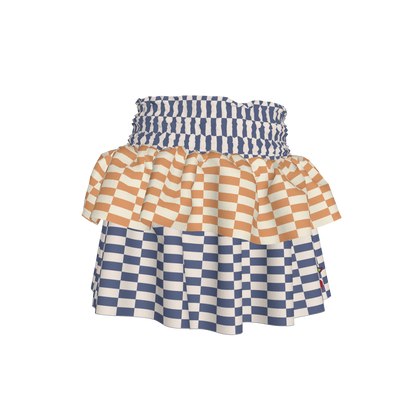 Blue & Yellow Gingham Ruffle Skirt