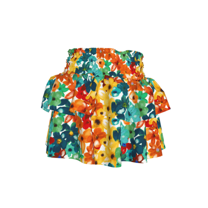Kid's Smocked Ruffle Skirt in Fleur de Esti