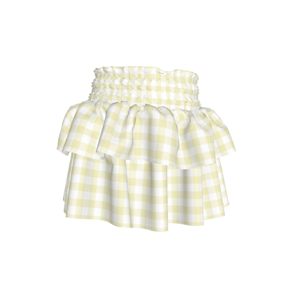 Smocked Ruffle Skirt in Pastel Yellow Gingham
