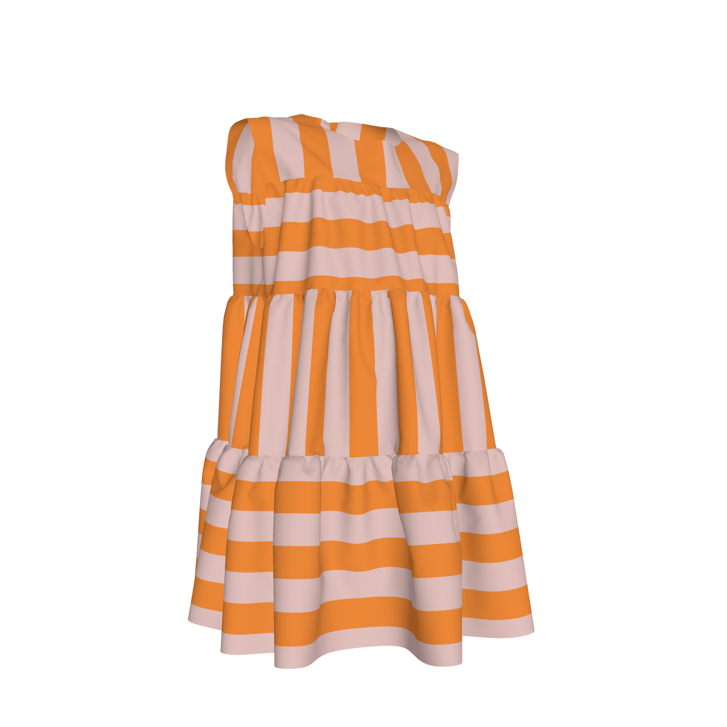 Pink & Orange Ruffle Dress with Lining