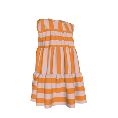 Pink & Orange Ruffle Dress with Lining
