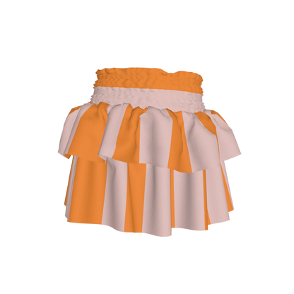 Pink & Orange Stripes Ruffle Skirt